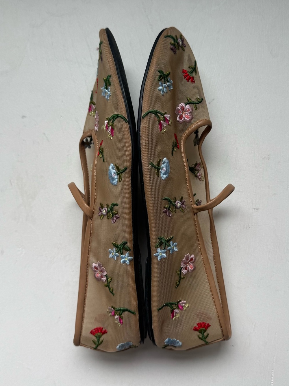 Jeffrey Campbell Dancer Floral Embroidered Mesh Mary Jane Flats - Picture 9 of 13
